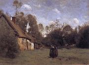 Jean Baptiste Camille  Corot Farmhouse in Normandy oil on canvas